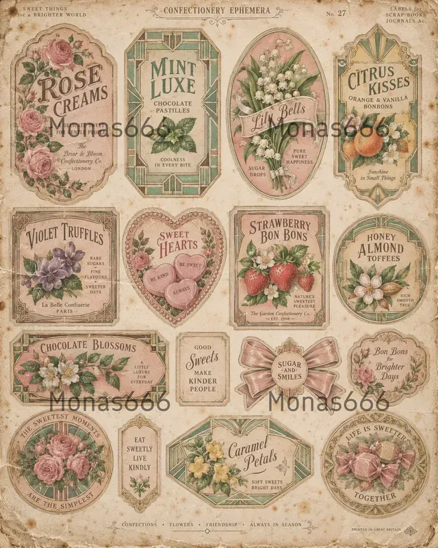 Antique Confectionery Ephemera Sheets