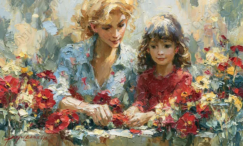 Timeless Mother Child Oil Portraits