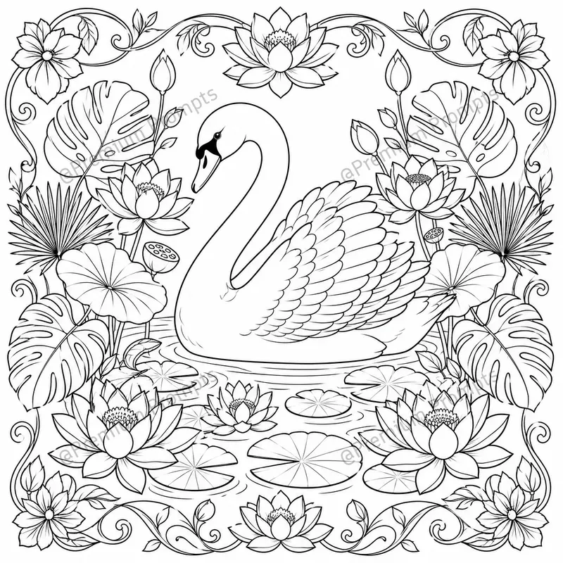 Decorative Flower And Bird Coloring Pages