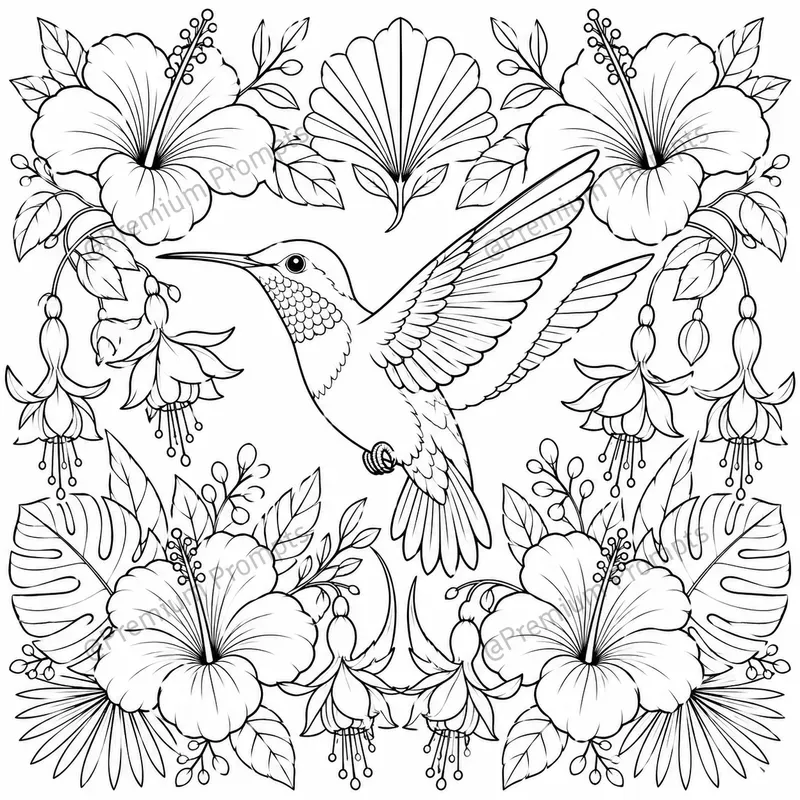 Decorative Flower And Bird Coloring Pages