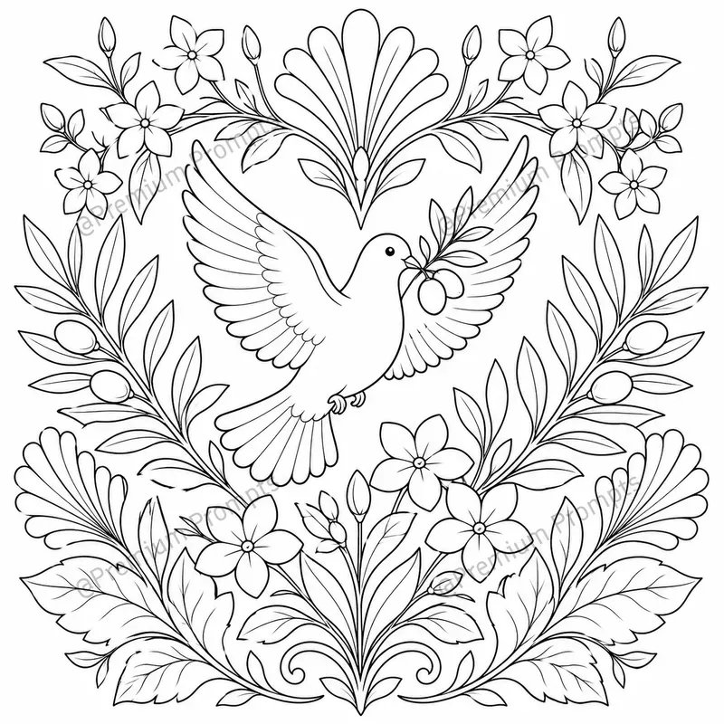 Decorative Flower And Bird Coloring Pages