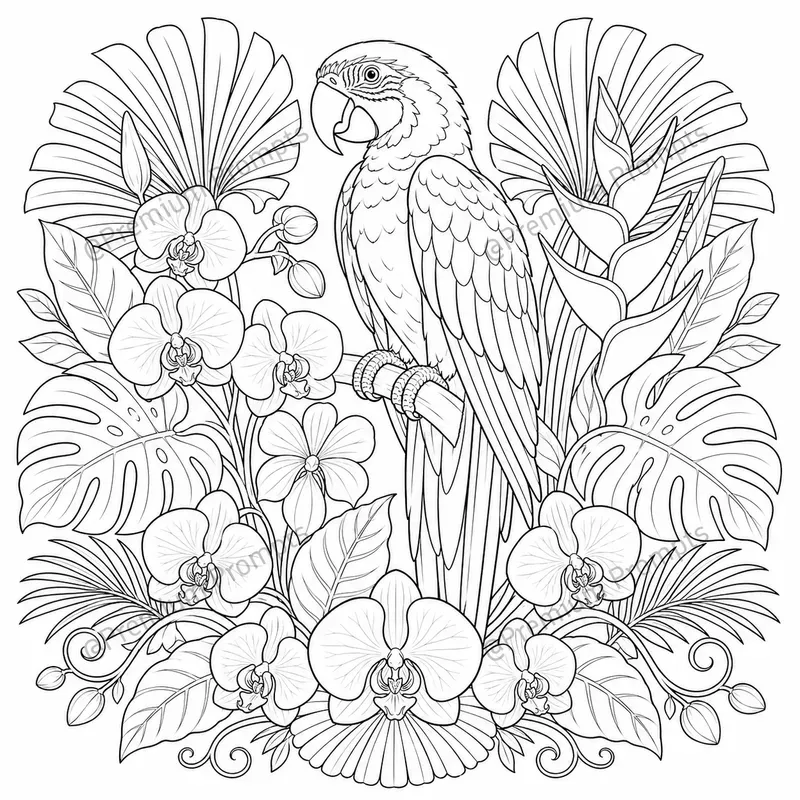 Decorative Flower And Bird Coloring Pages