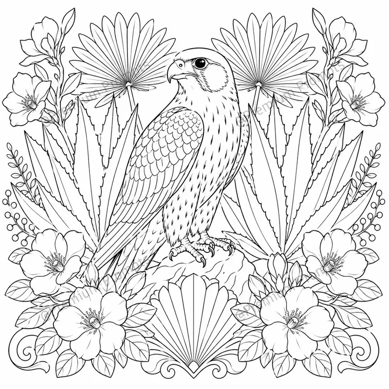 Decorative Flower And Bird Coloring Pages