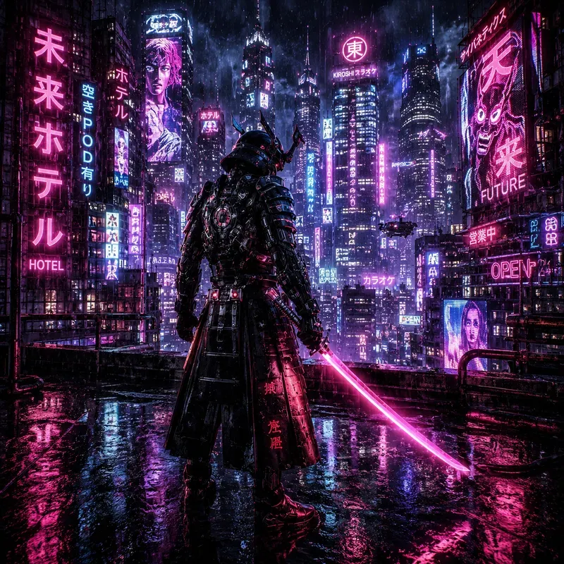Neon Rain Cyberpunk Metropolis Dreams