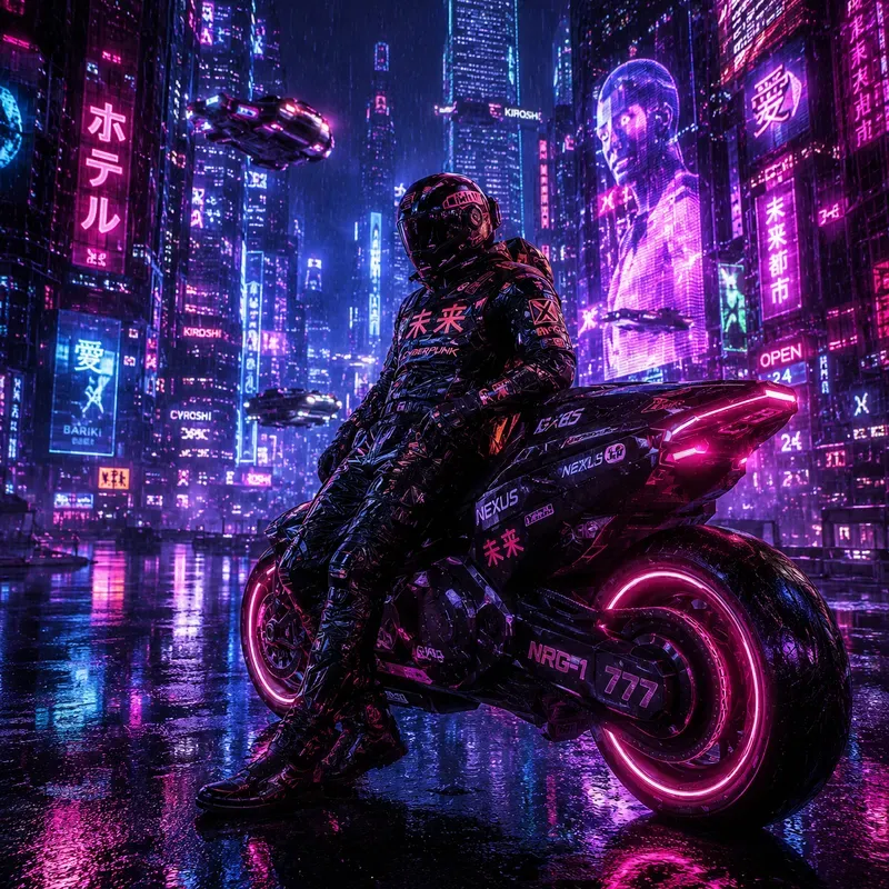 Neon Rain Cyberpunk Metropolis Dreams