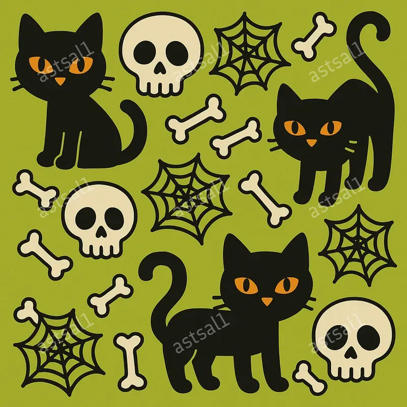 Doodle Spooky Halloween Seamless Patterns