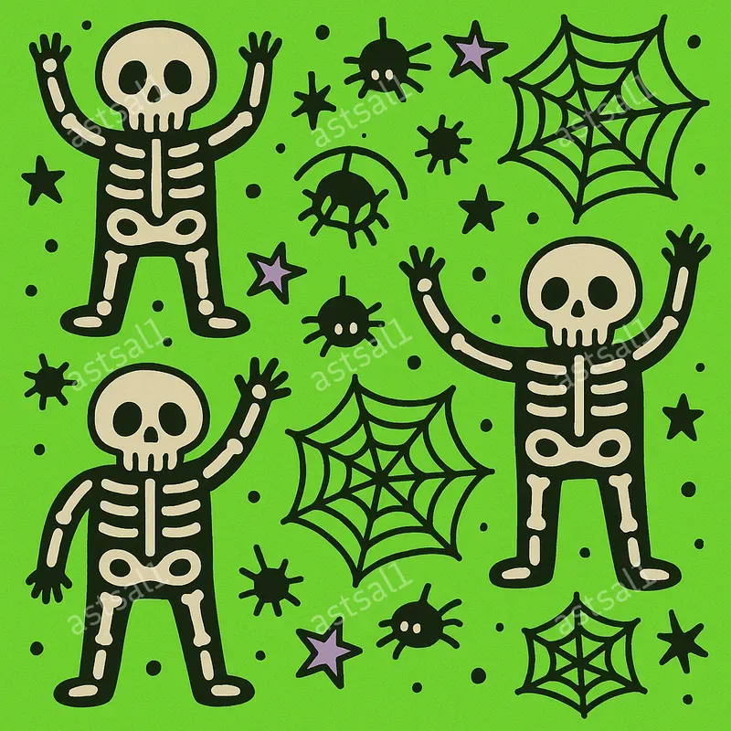Doodle Spooky Halloween Seamless Patterns