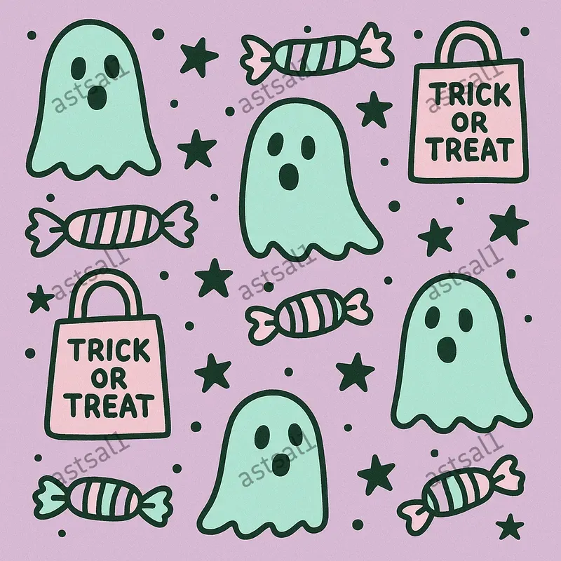 Doodle Spooky Halloween Seamless Patterns