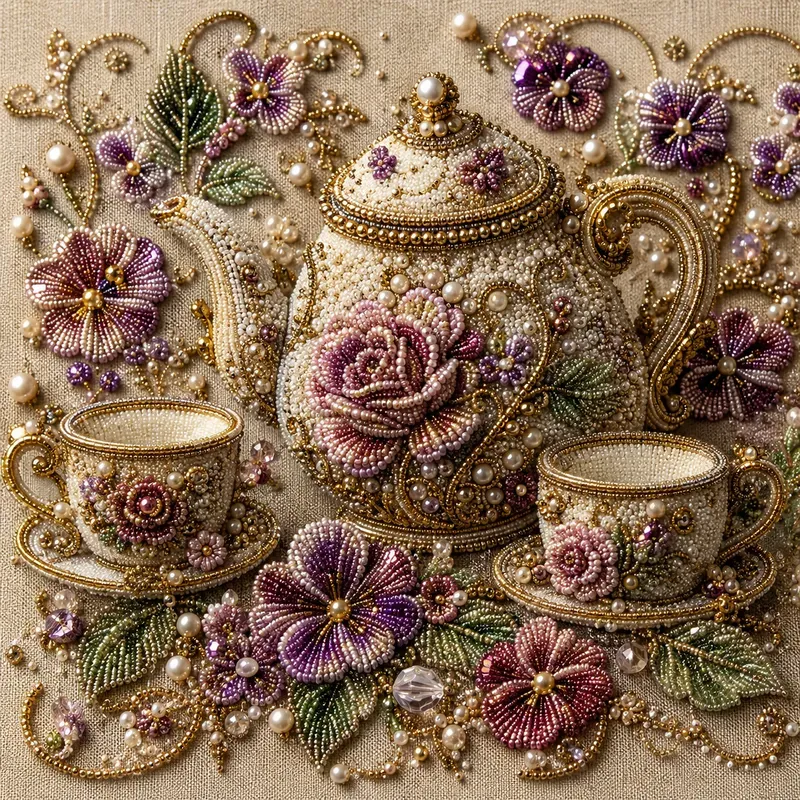 Beaded Botanical Couture Artworks