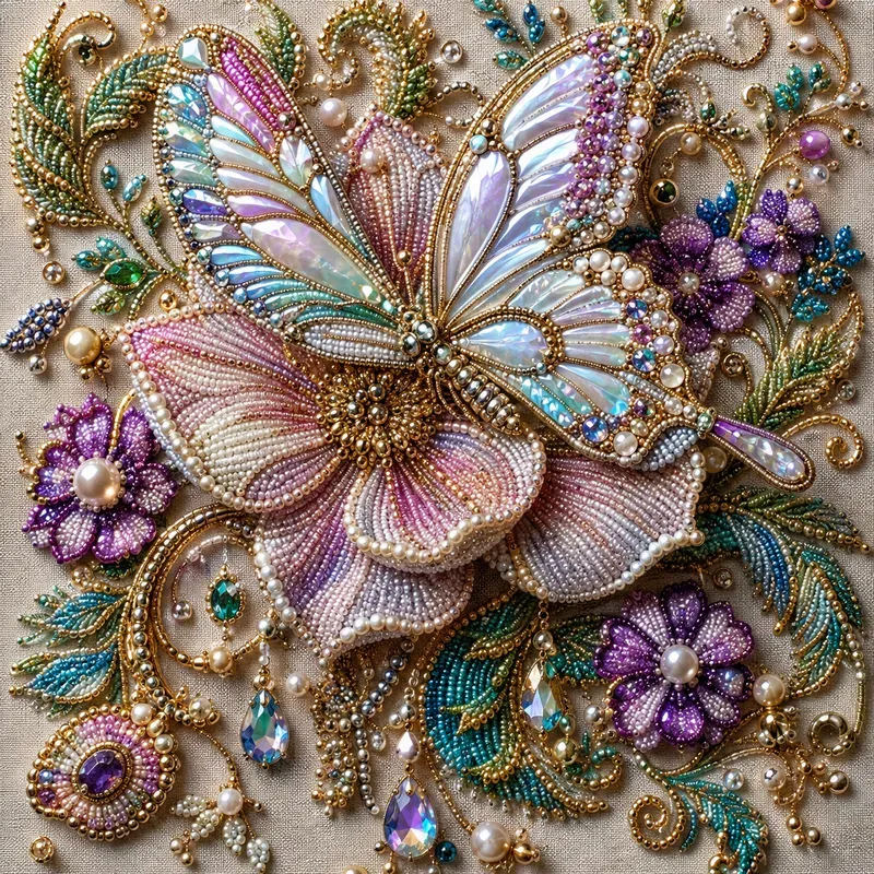Beaded Botanical Couture Artworks