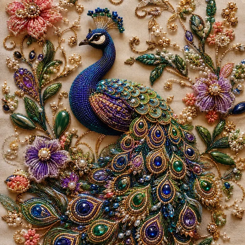 Beaded Botanical Couture Artworks