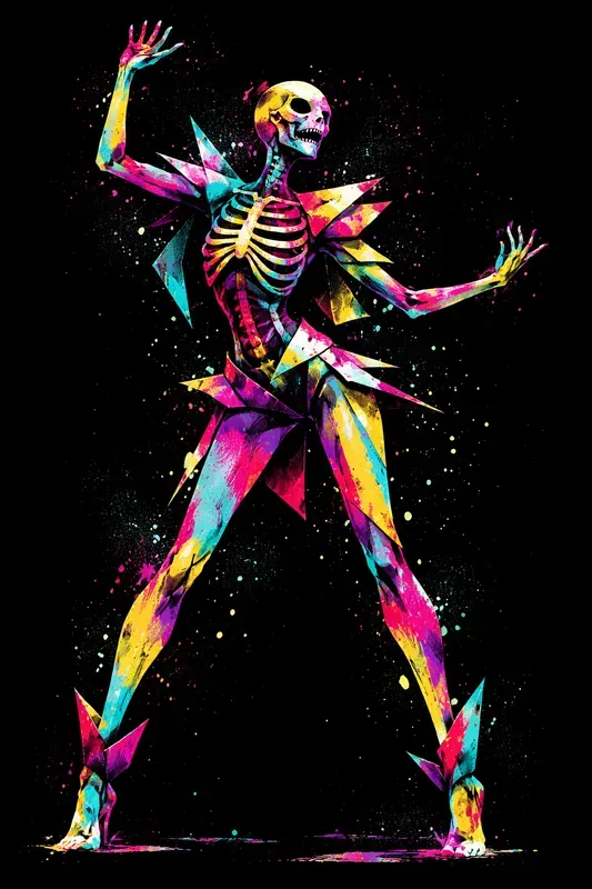 Neon Grunge Skeleton Popart