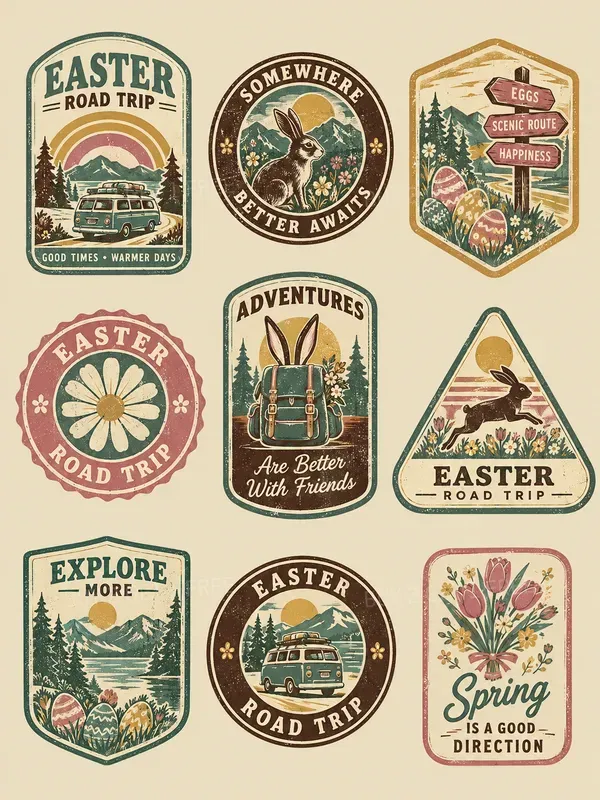 Retro 70s Distressed Outdoor Badges