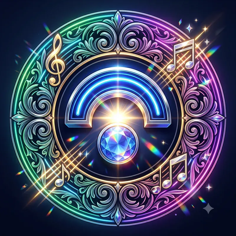 Neon Crystal Music Symbol Emblems