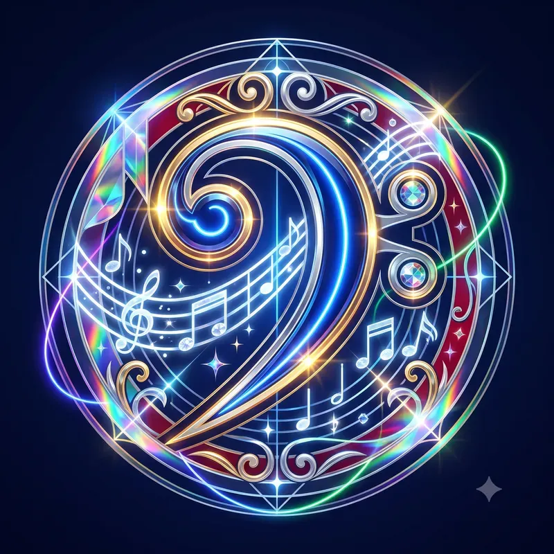 Neon Crystal Music Symbol Emblems
