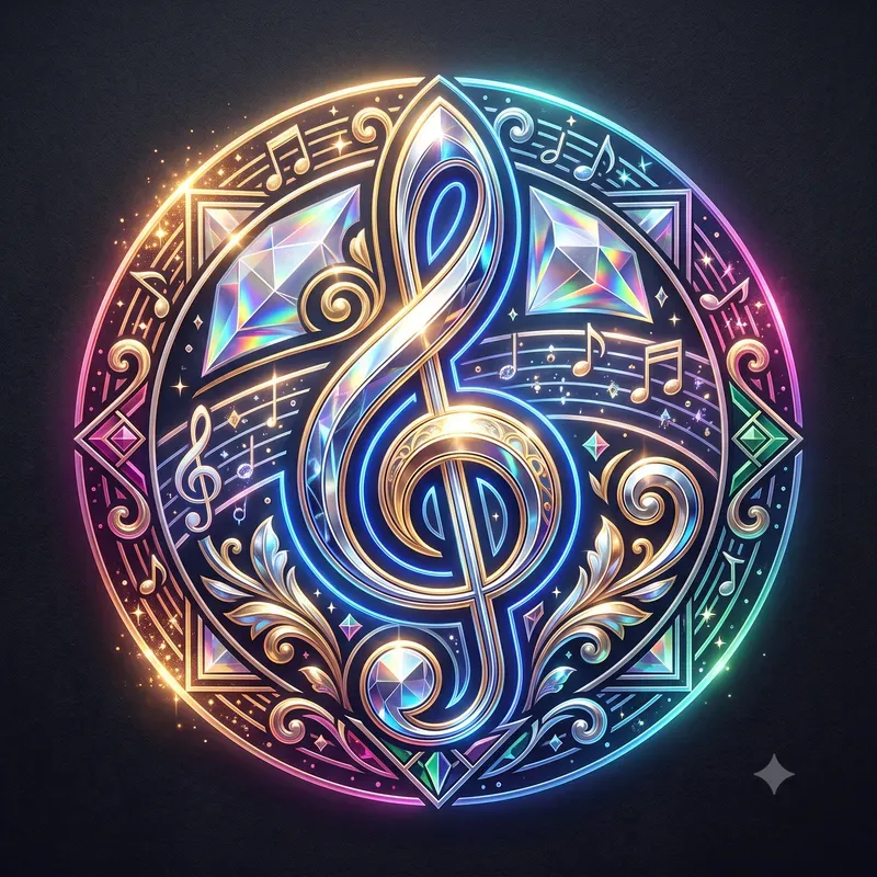 Neon Crystal Music Symbol Emblems