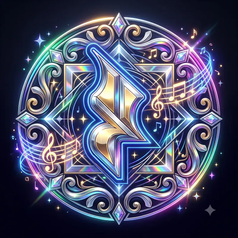 Neon Crystal Music Symbol Emblems