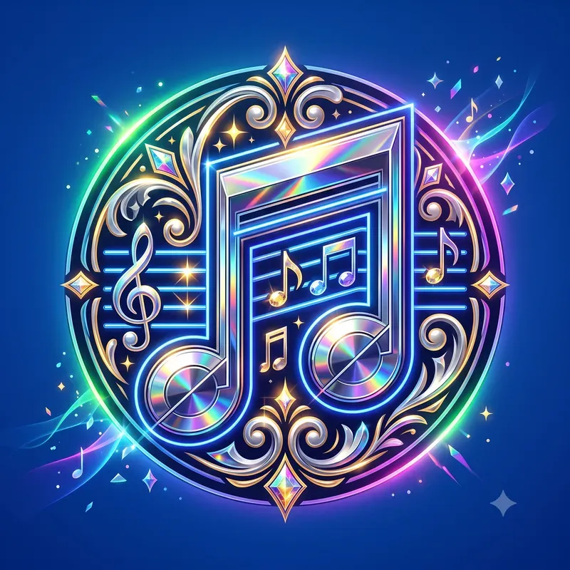 Neon Crystal Music Symbol Emblems