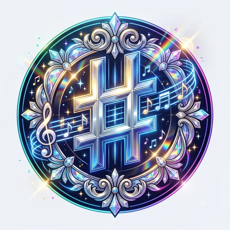 Neon Crystal Music Symbol Emblems