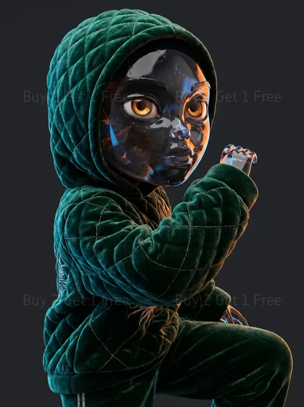 Hybrid 3Dmaterial Mastery Portrait Art