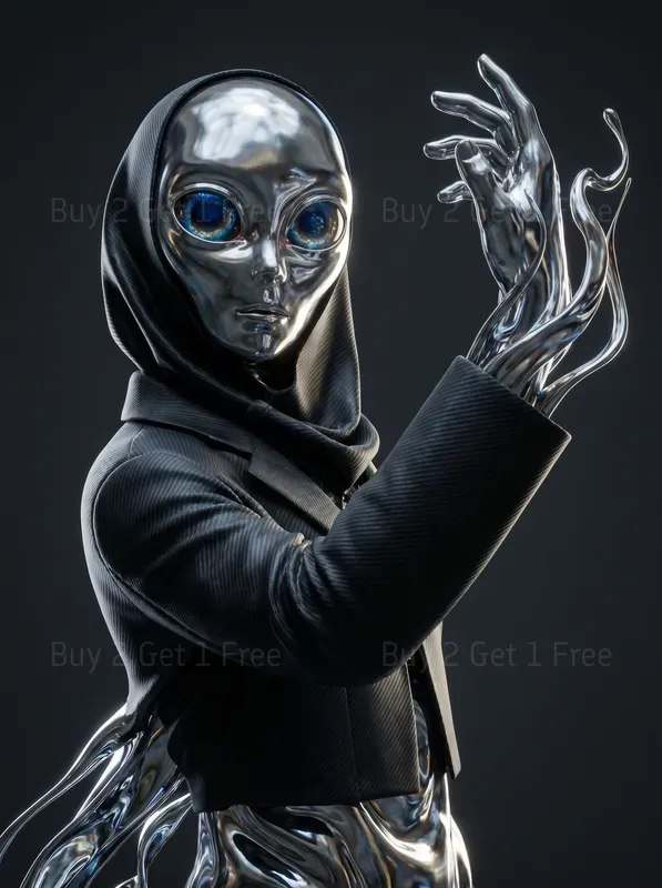 Hybrid 3Dmaterial Mastery Portrait Art