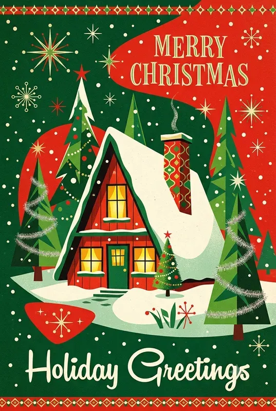 1950s Kitsch Christmas Journal Cards