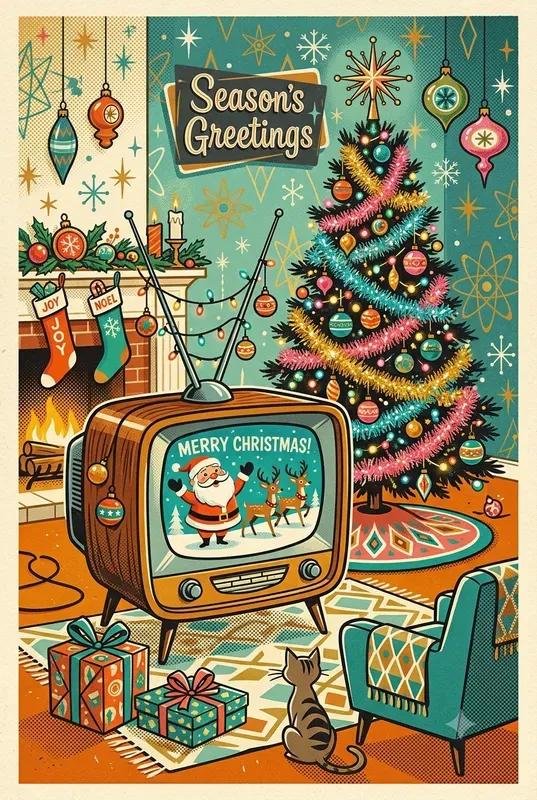 1950s Kitsch Christmas Journal Cards