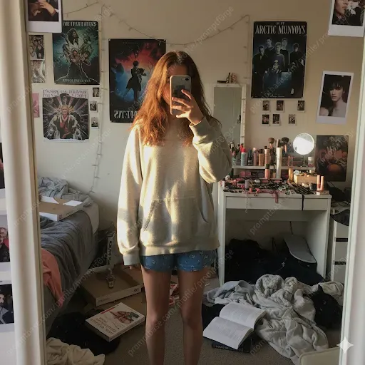 Messy Room Mirror Selfies