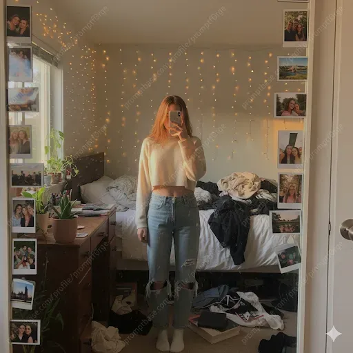 Messy Room Mirror Selfies