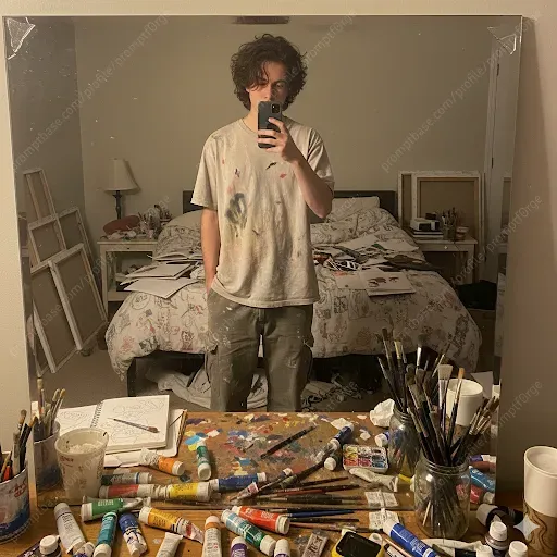 Messy Room Mirror Selfies