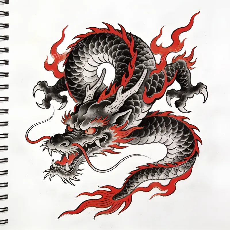 Clean Sketch Tattoos Black Red