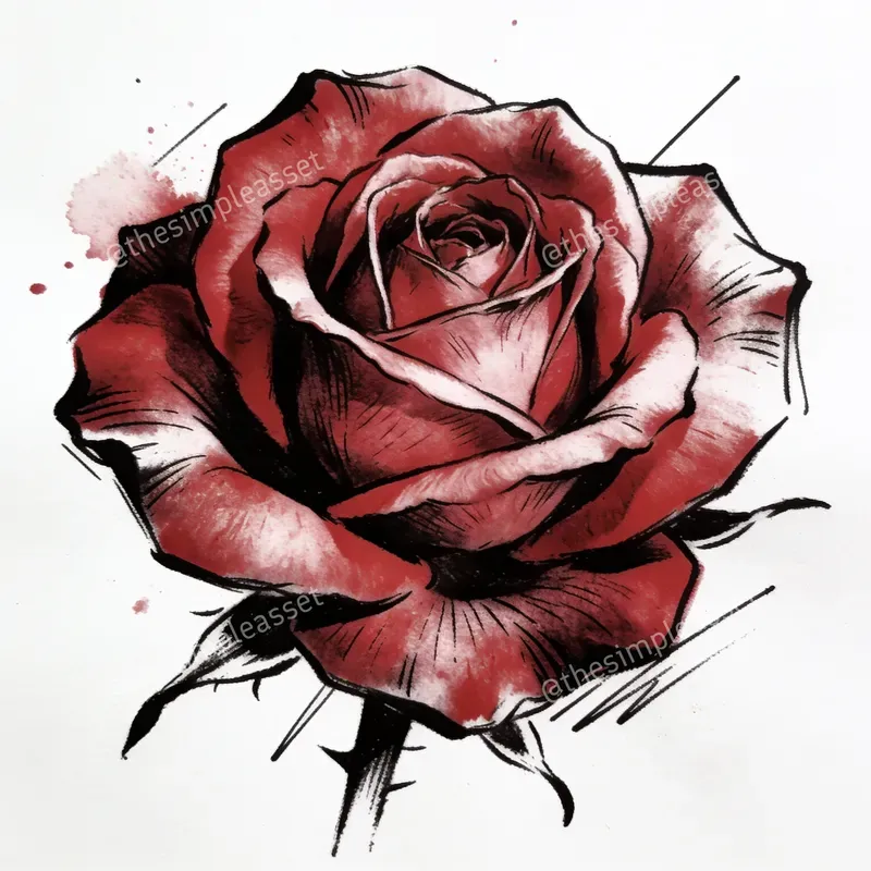 Clean Sketch Tattoos Black Red