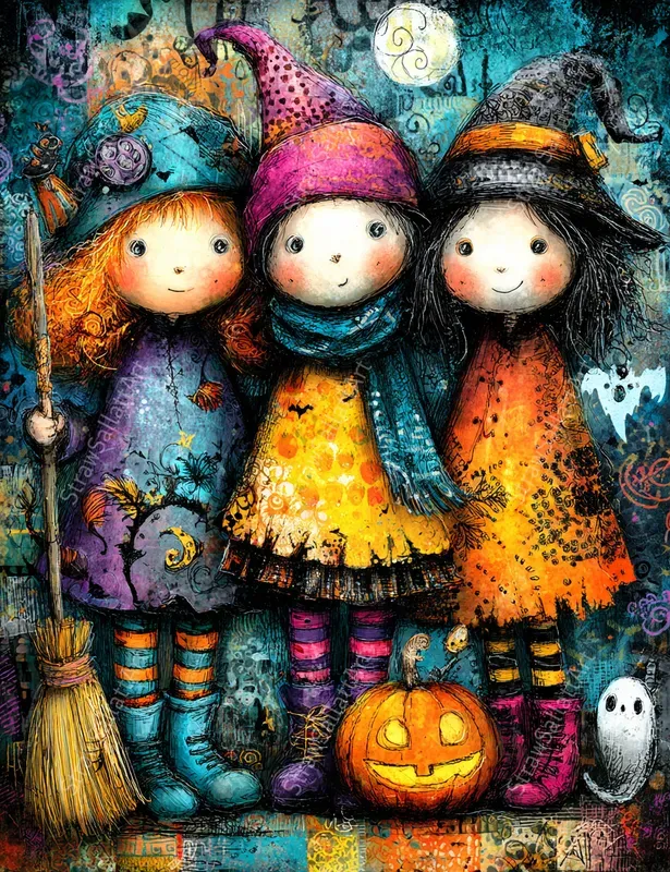 Cute Halloween Character Ephemera Pages