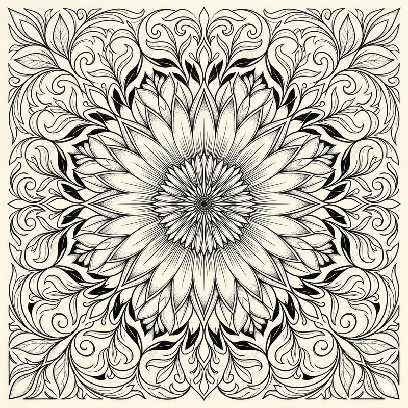 Intricate Symmetry Fine Line Ink Art