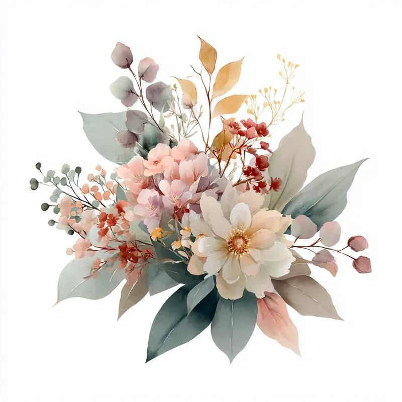 Watercolor Floral Sticker Clipart Sets