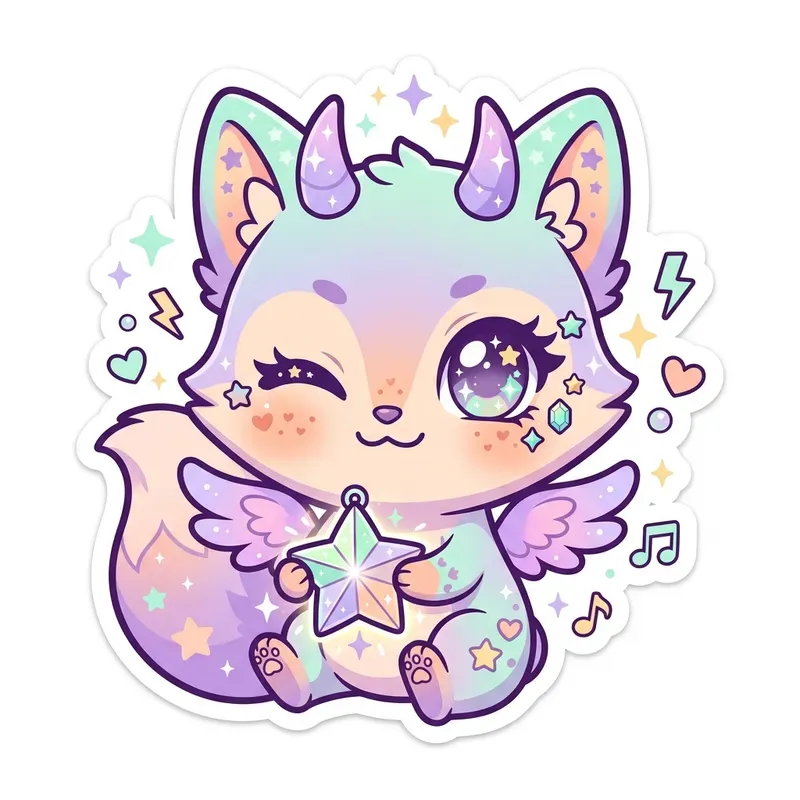 Kawaii Pastel Magical Creature Stickers