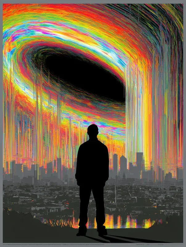 Dark Neon Glitch Poster Art