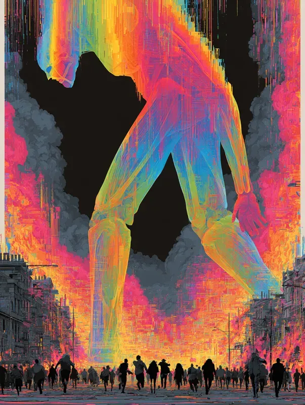 Dark Neon Glitch Poster Art