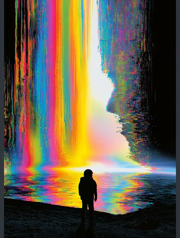 Dark Neon Glitch Poster Art