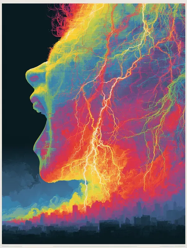 Dark Neon Glitch Poster Art