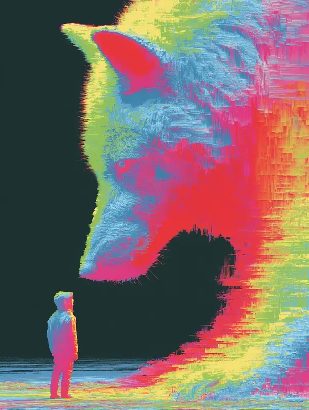 Dark Neon Glitch Poster Art