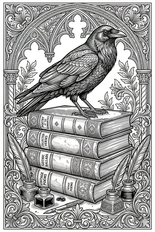 Dark Academia Library Coloring Masters