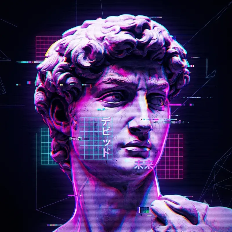 Glitch Greek Statue Digital Art