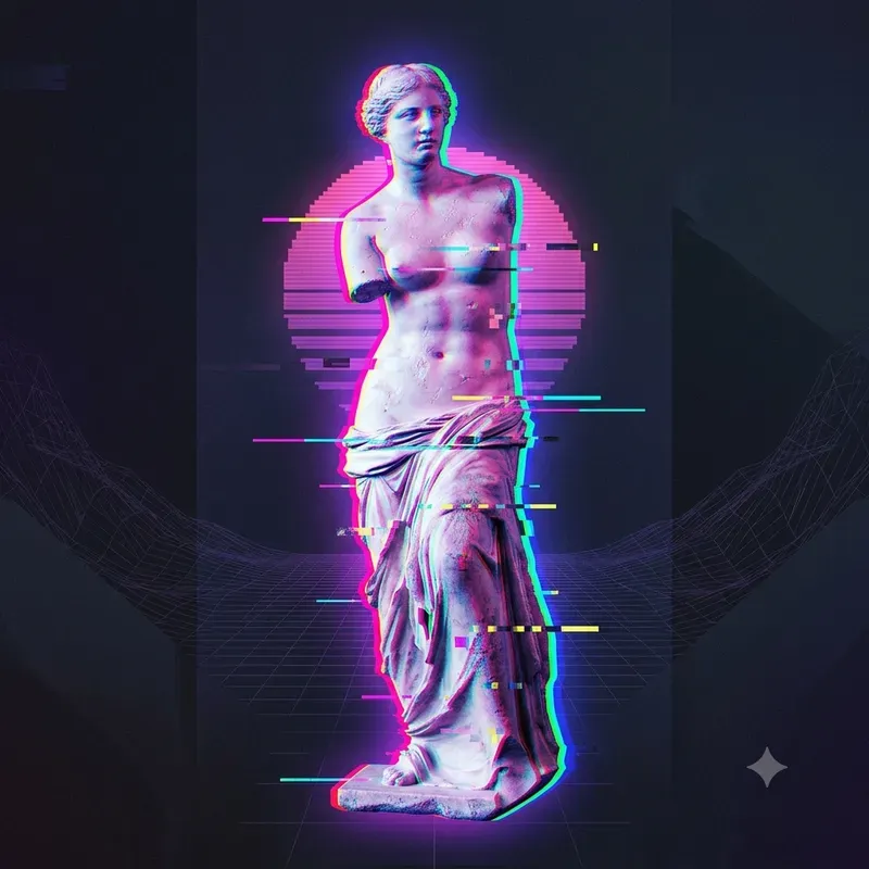 Glitch Greek Statue Digital Art
