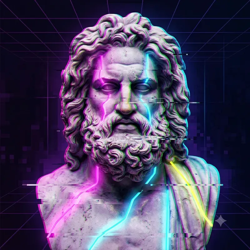 Glitch Greek Statue Digital Art