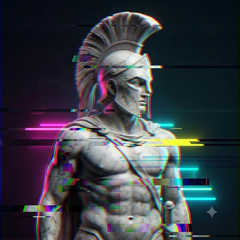 Glitch Greek Statue Digital Art