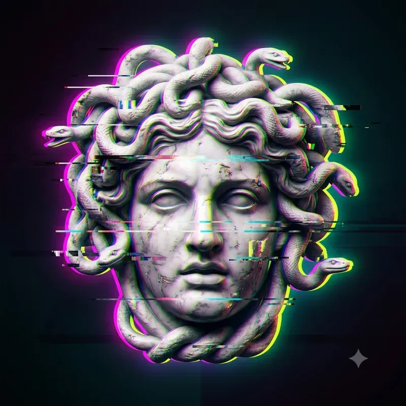 Glitch Greek Statue Digital Art