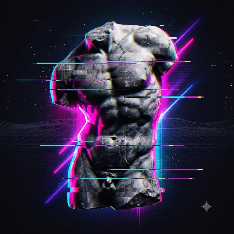 Glitch Greek Statue Digital Art