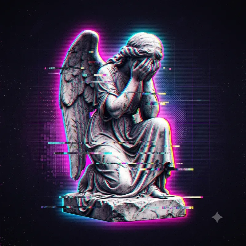 Glitch Greek Statue Digital Art