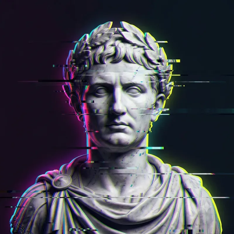 Glitch Greek Statue Digital Art
